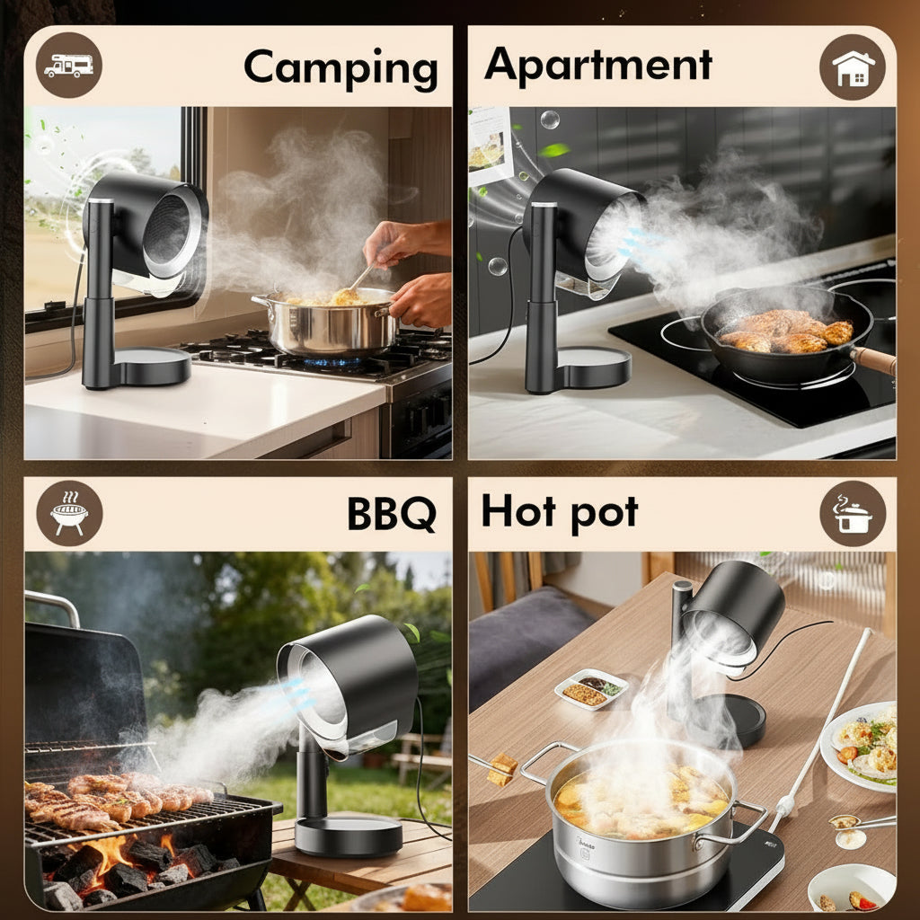 Range Hood Portable Kitchen Exhaust Fan Ductless Adjustable Cooking