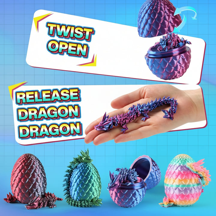 Set di Uova Stampate in 3D con Drago Articolato per Bambini Dragon Toy