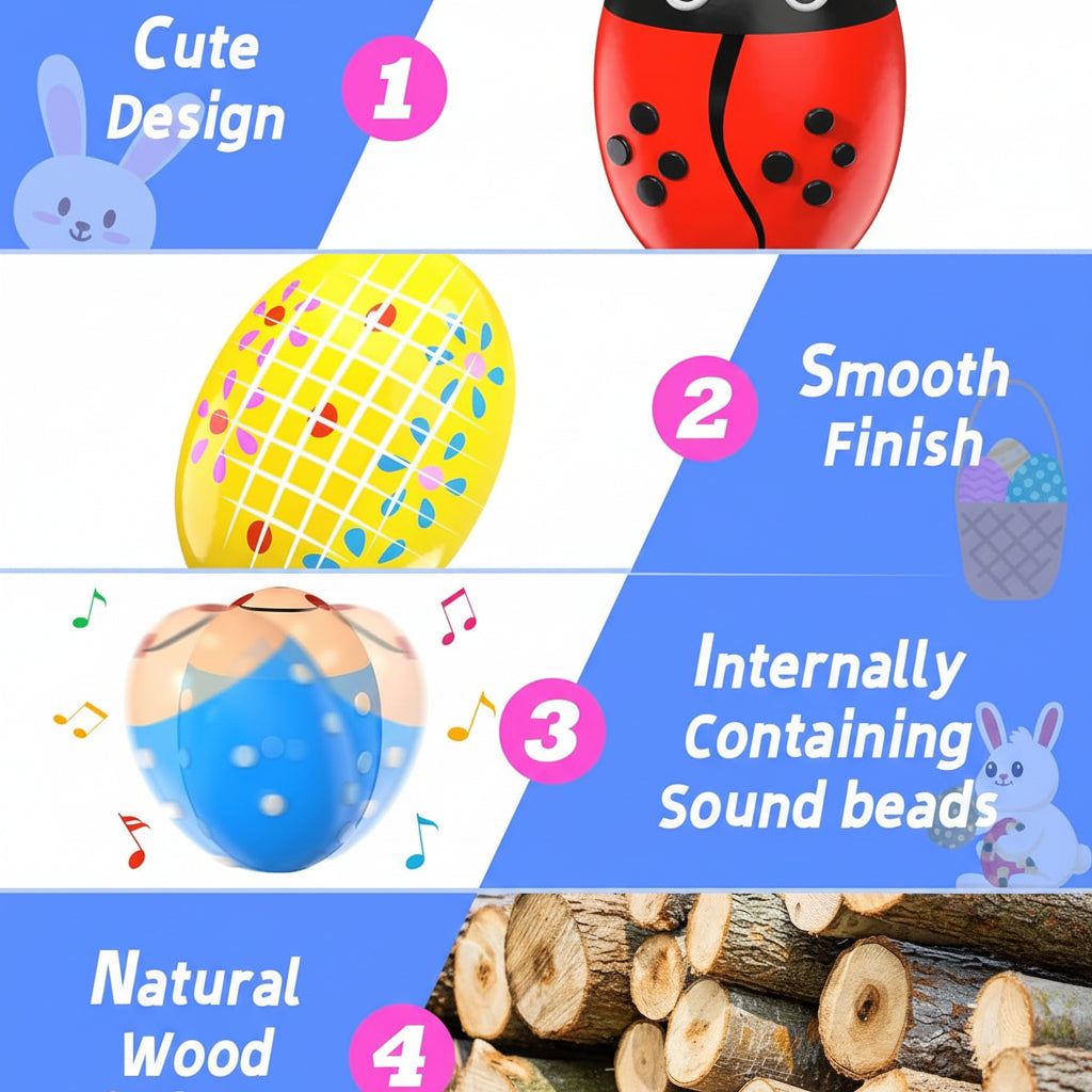Wooden Egg Shakers Musical Toy Set Kids Montessori Learning