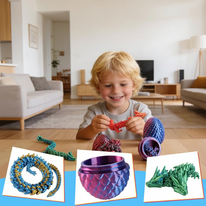 Set di Uova Stampate in 3D con Drago Articolato per Bambini Dragon Toy