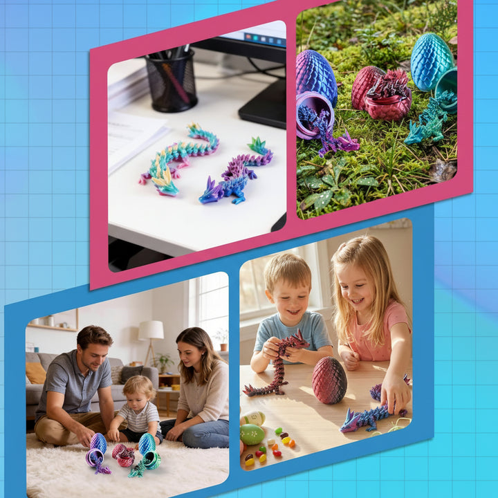 Set di Uova Stampate in 3D con Drago Articolato per Bambini Dragon Toy