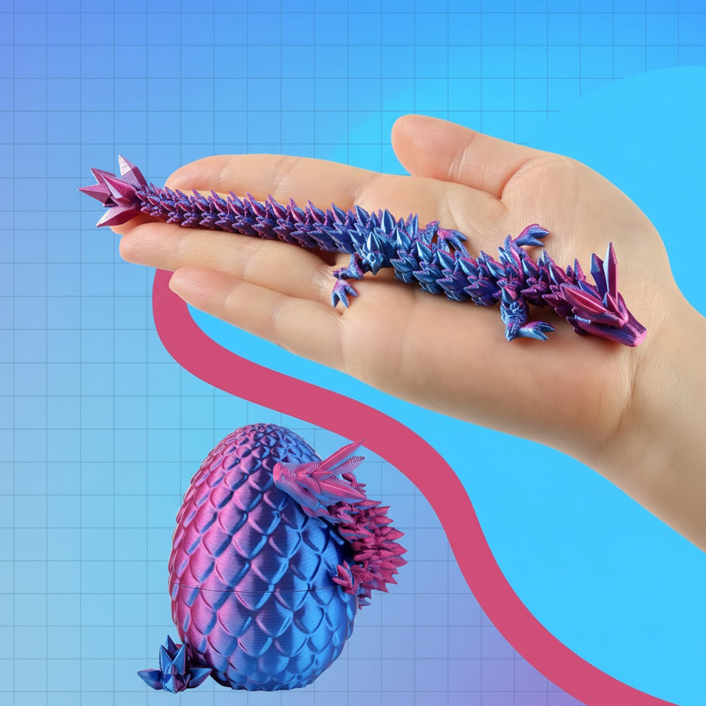 Set di Uova Stampate in 3D con Drago Articolato per Bambini Dragon Toy