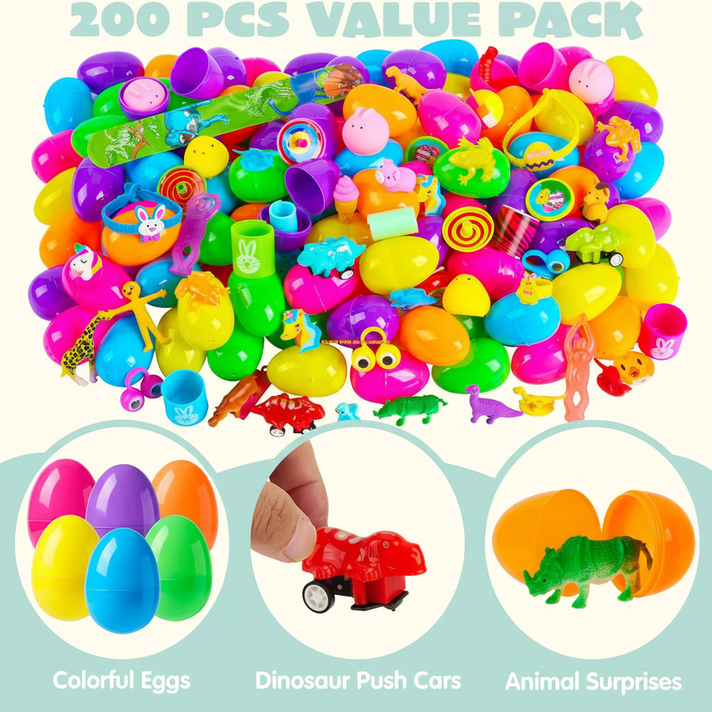 Easter Eggs Prefilled Toy Pack Kids Plastic Party Favor Set Bulk
