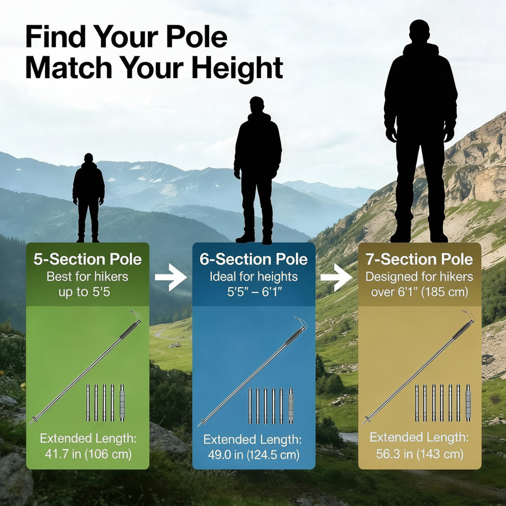 Hiking Walking Stick Multi Tool Grip Precision Compass