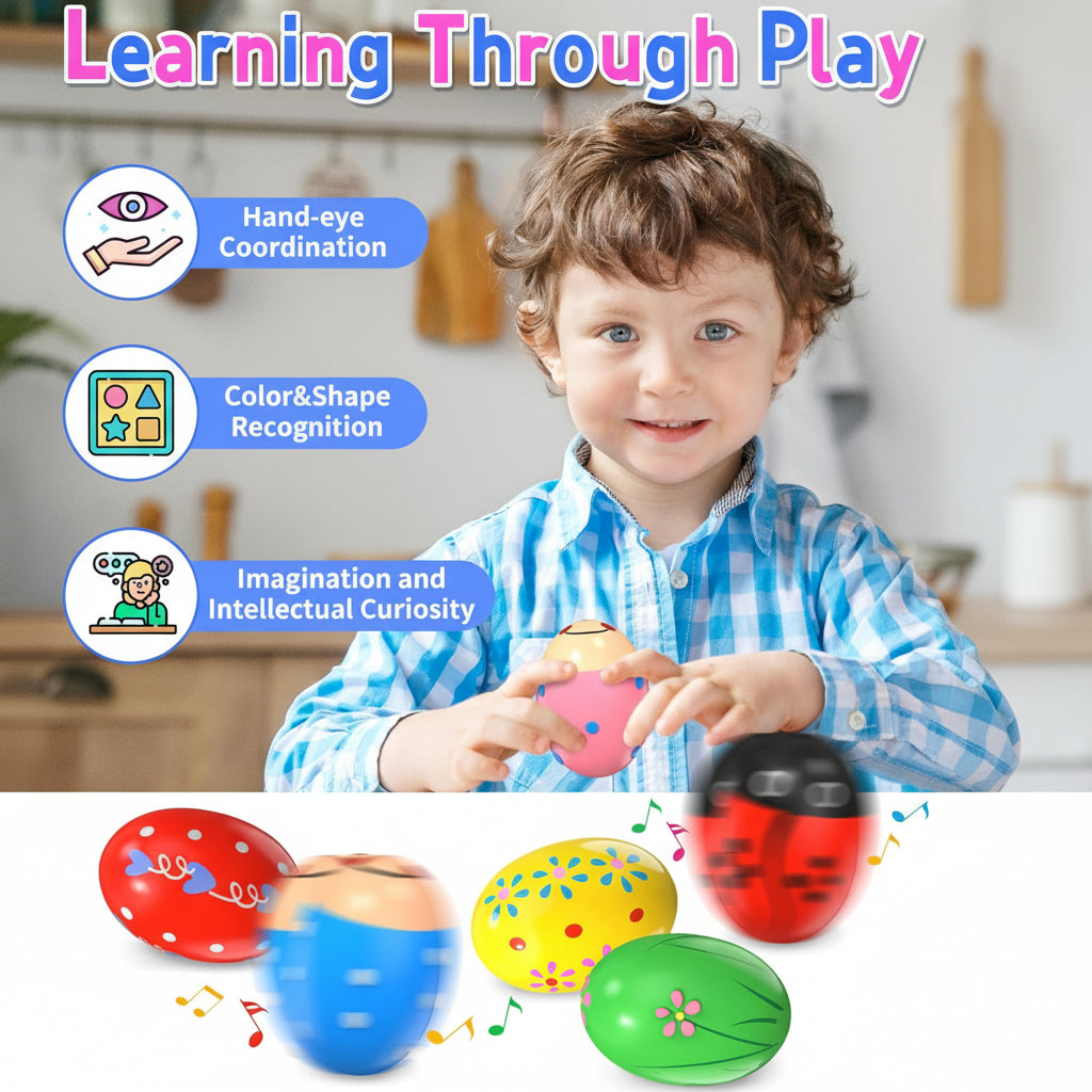 Wooden Egg Shakers Musical Toy Set Kids Montessori Learning