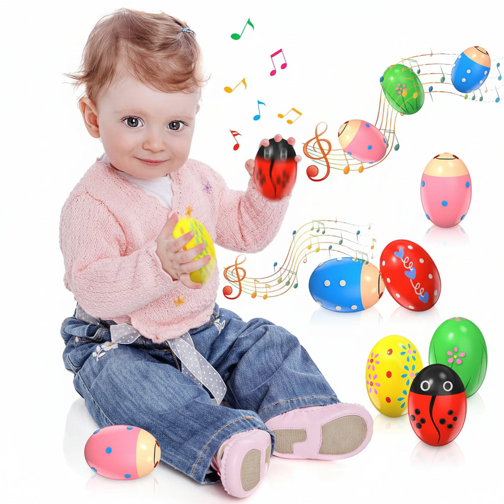 Wooden Egg Shakers Musical Toy Set Kids Montessori Learning
