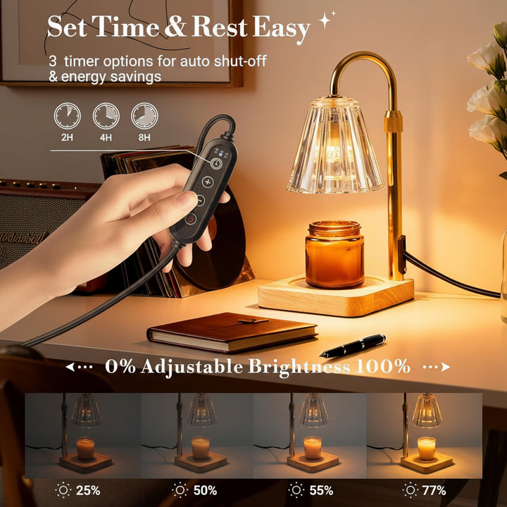 Candle Warmer Lamp Electric Dimmable Glass Shade Desk Light