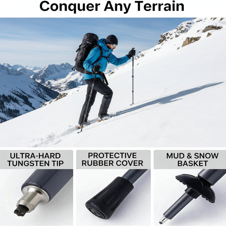 Hiking Walking Stick Multi Tool Grip Precision Compass