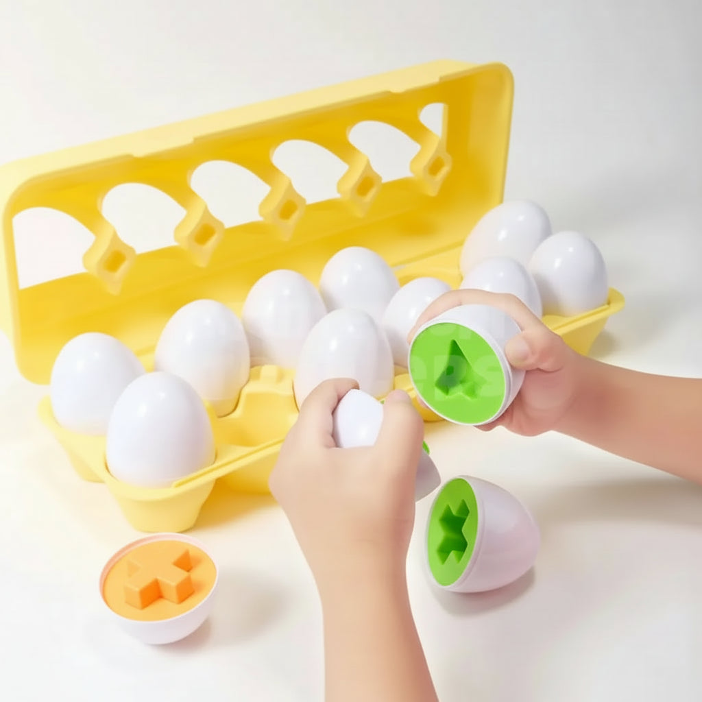 Gioco educativo per bambini piccoli Set di apprendimento con uova geometriche da ordinare per forma