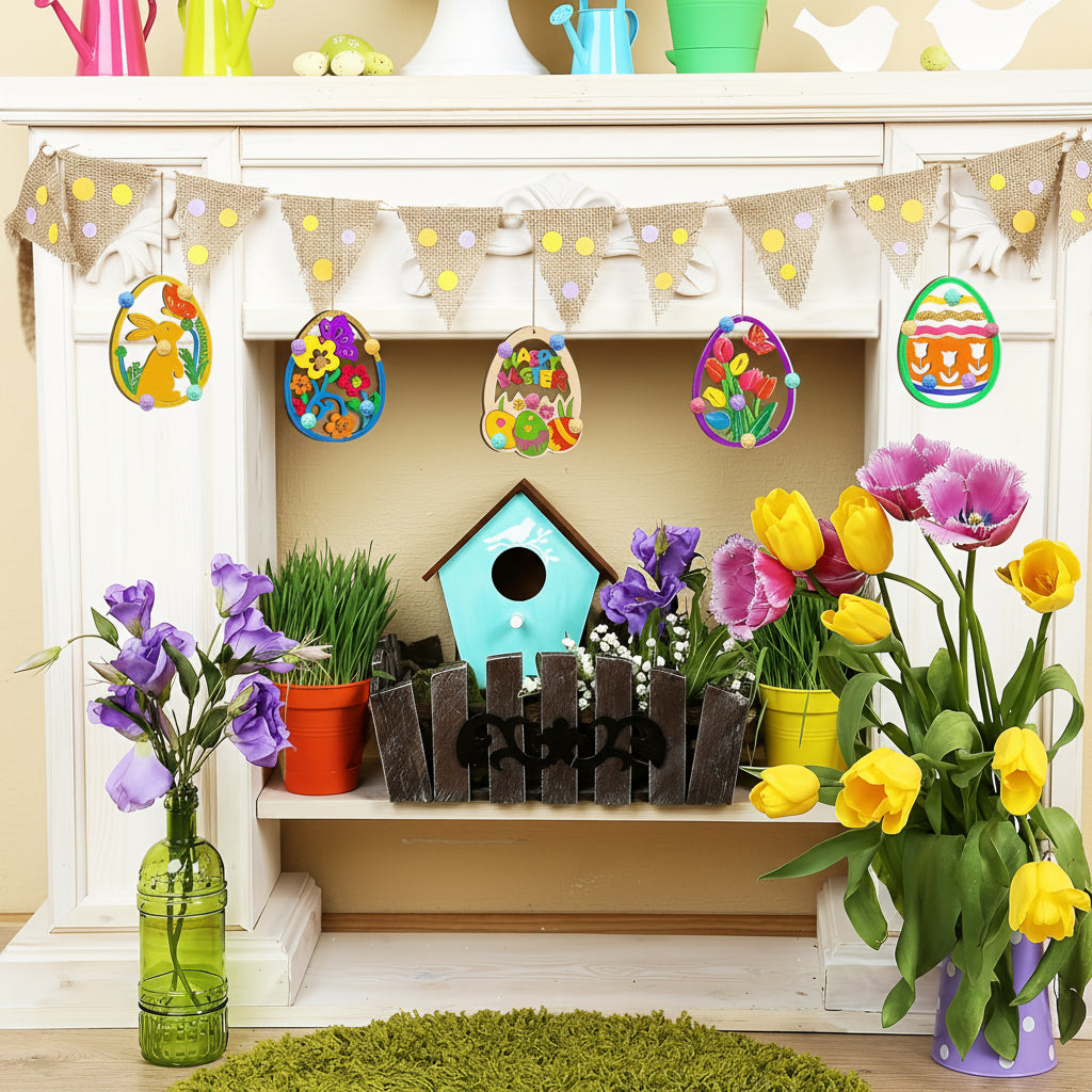 Wooden Hanging Ornaments Decorative Easter and Holiday Wall Decor