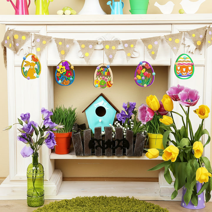 Wooden Hanging Ornaments Decorative Easter and Holiday Wall Decor