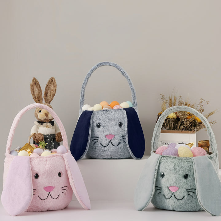 Borsa Morbida a Forma di Coniglio Pasquale con Cesto per Caramelle e Uova