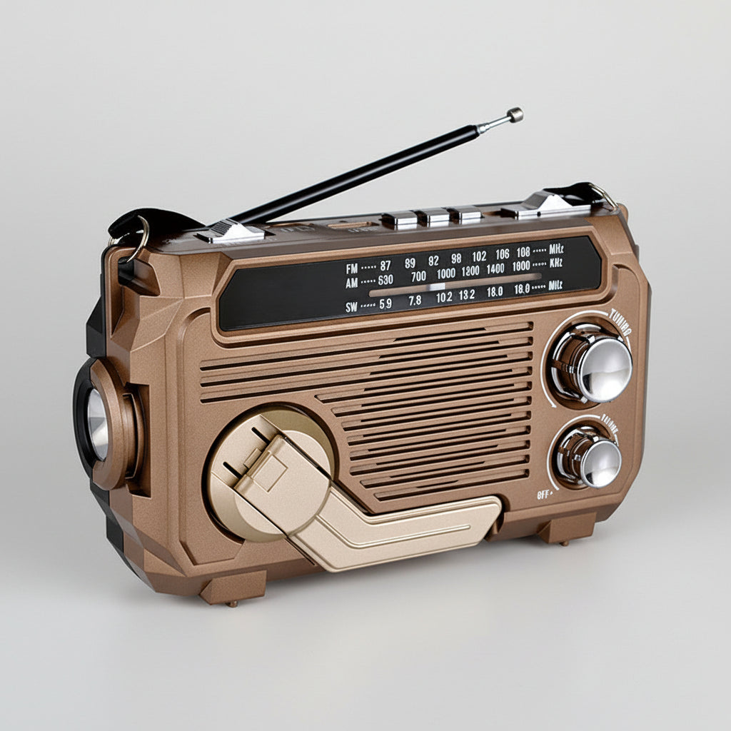Solar Powered Emergency Radio Bluetooth Flashlight USB Charging
