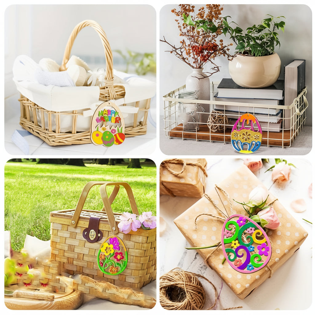Wooden Hanging Ornaments Decorative Easter and Holiday Wall Decor