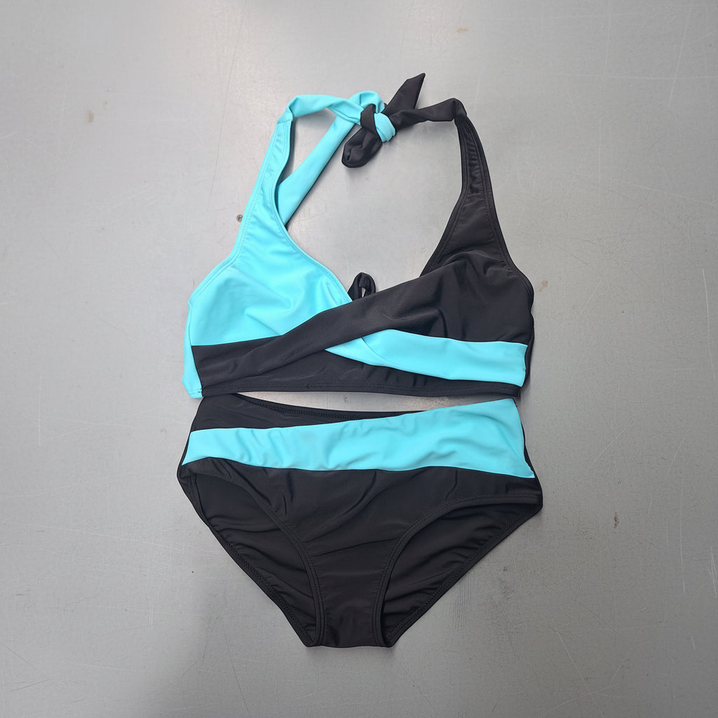 Bikini Set Women Cutout Patchwork High Stretch Two Piece