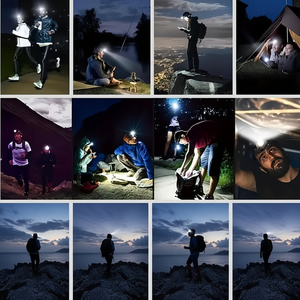 Hiking Headlamp Rechargeable LED USB Bright Waterproof Light