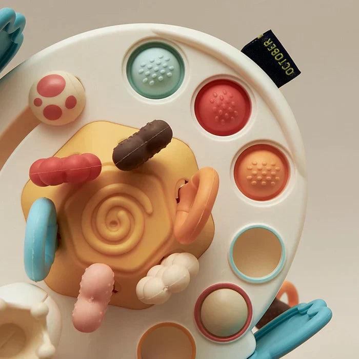 Anneau de Dentition pour Bébé en Plastique ABS Sûr – Jouet Sensoriel Éducatif avec Couleurs Vives et Textures Variées 3
