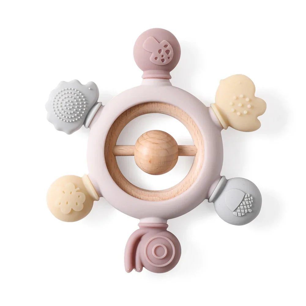 Anneau de Dentition pour Bébé en Silicone Sûr – Design Forestier Naturel et Apaisant 0