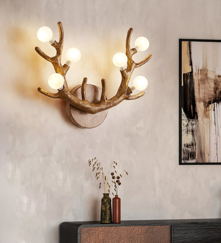 Applique Murale Cerf Élégante en Bois et Métal – Lumière LED Chaude pour Intérieur 2