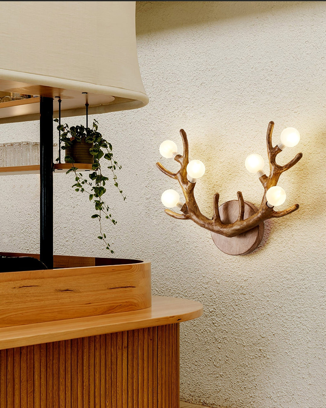 Applique Murale Cerf Élégante en Bois et Métal – Lumière LED Chaude pour Intérieur 4