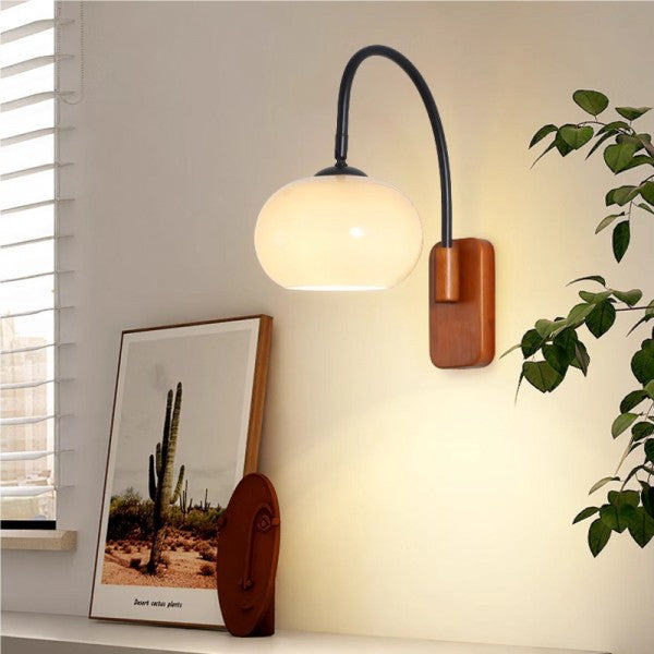 Applique Murale Design Éléganter en Verre Kaki et Bois pour Salon et Chambre - Lumière Chaleureuse et Moderne 6