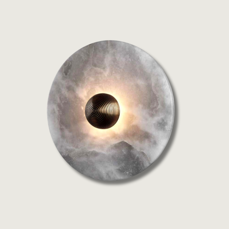 Applique Murale Design Moderne en Marbre et Or pour Salon et Chambre - Lampe Murale Ronde Élégante 40 cm 1