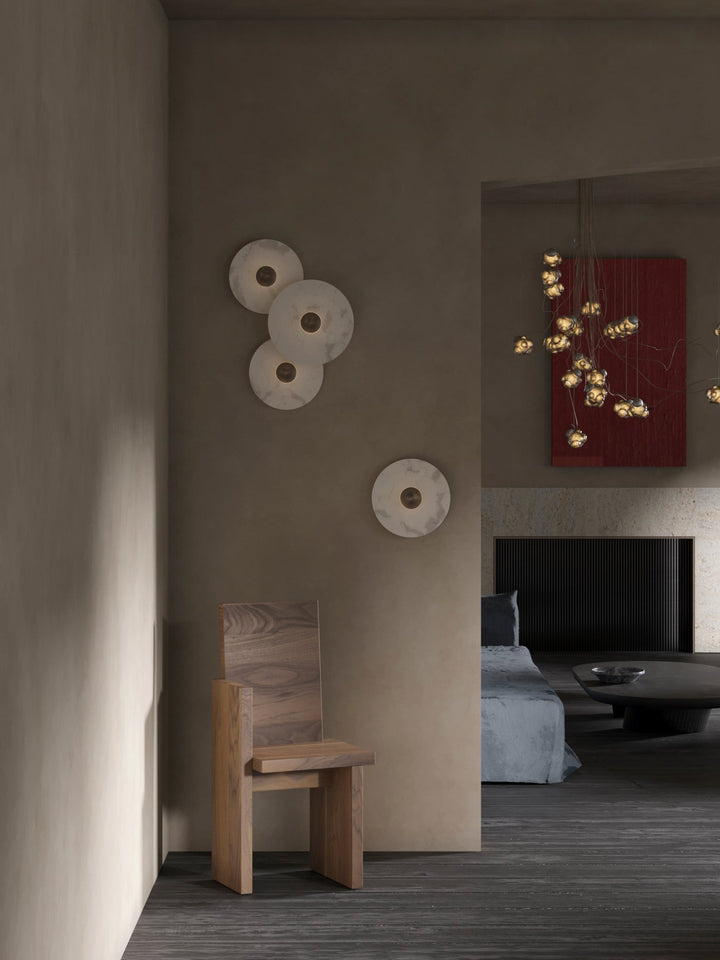 Applique Murale Design Moderne en Marbre et Or pour Salon et Chambre - Lampe Murale Ronde Élégante 40 cm 7