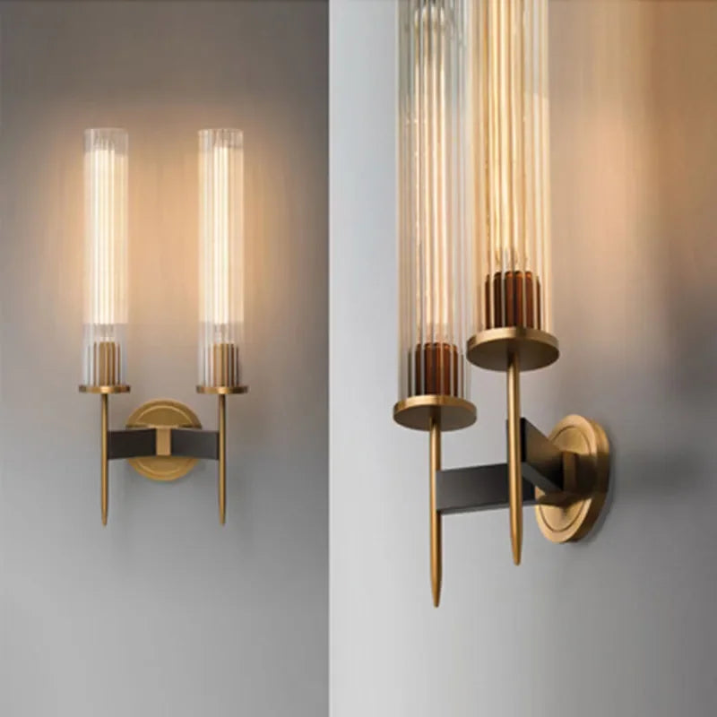 Applique Murale Design en Verre Cannelé avec Finition en Laiton – Luminaire Élégant pour Salon ou Chambre 2