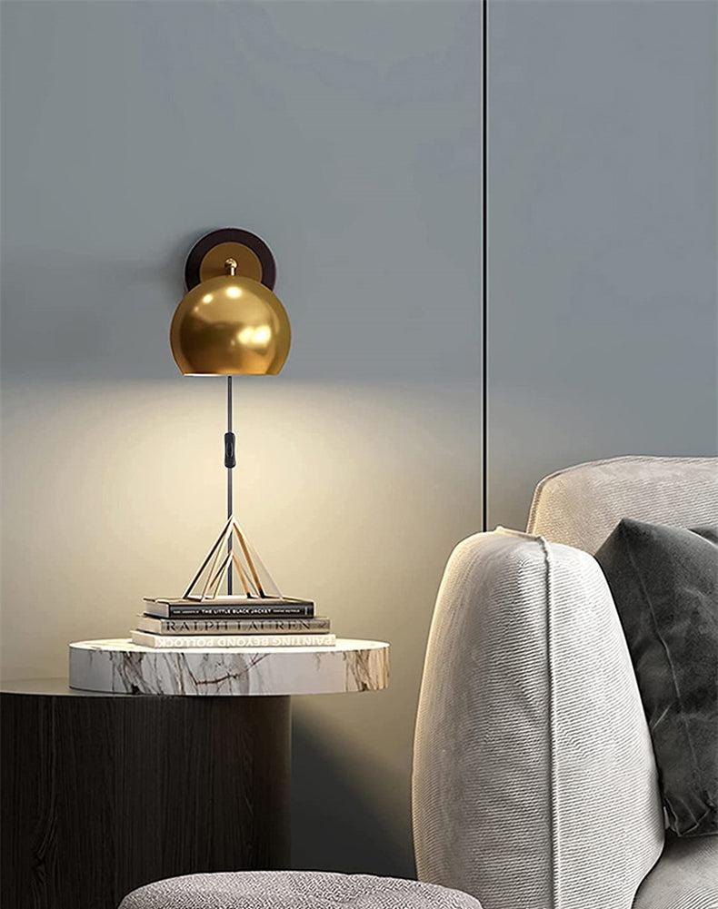 Applique Murale Vintage Design Élégant avec Prise Électrique - Idéale pour Chambre et Salon, Fer et Aluminium, 35 cm 0