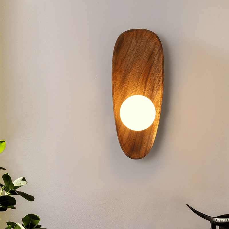 Applique Murale en Bois Naturel – Lampe Murale Élégante pour Chambre et Salon, Design Moderne, Lumière Chaude 1