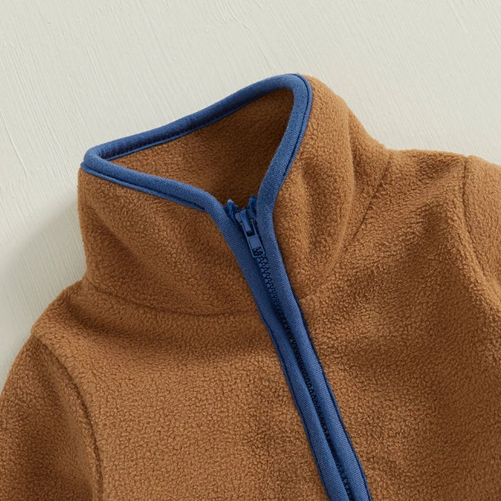 Barboteuse en Peluche Douce pour Tout-Petits, Manches Longues et Col Montant – Confort Automne/Hiver avec Poches 3