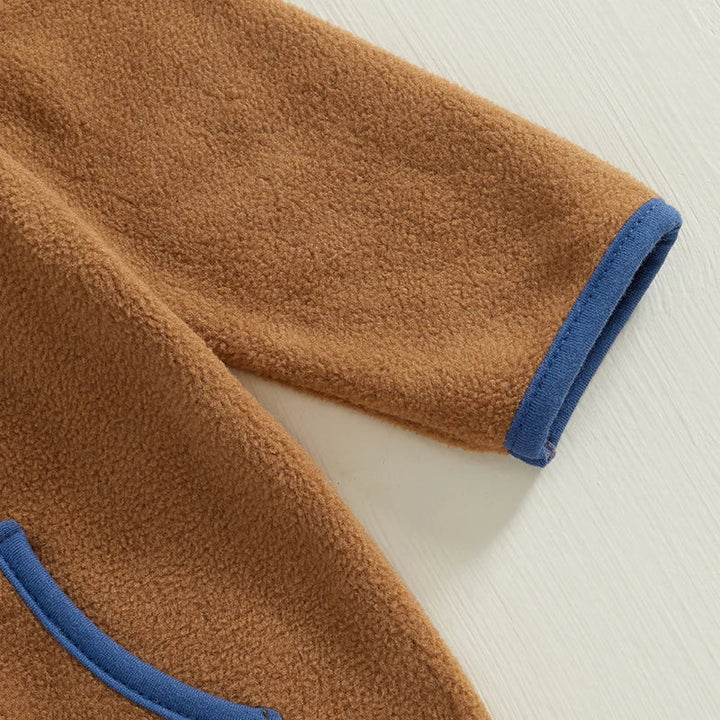 Barboteuse en Peluche Douce pour Tout-Petits, Manches Longues et Col Montant – Confort Automne/Hiver avec Poches 4