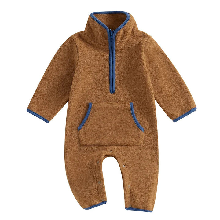 Barboteuse en Peluche Douce pour Tout-Petits, Manches Longues et Col Montant – Confort Automne/Hiver avec Poches 7