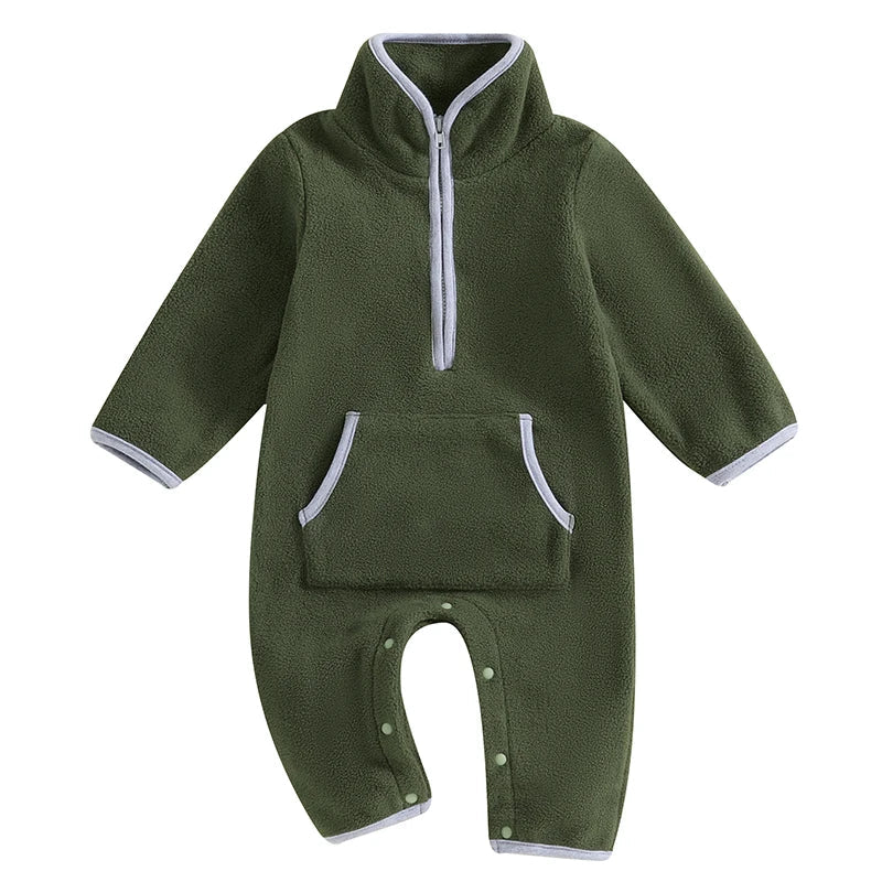 Barboteuse en Peluche Douce pour Tout-Petits, Manches Longues et Col Montant – Confort Automne/Hiver avec Poches 8