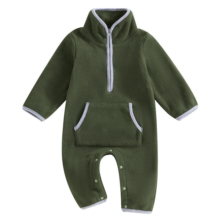 Barboteuse en Peluche Douce pour Tout-Petits, Manches Longues et Col Montant – Confort Automne/Hiver avec Poches 8