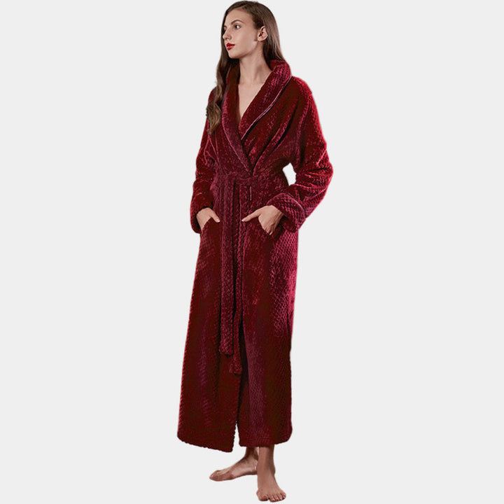 Bathrobe Long Thermal Flannel Winter Robe Women