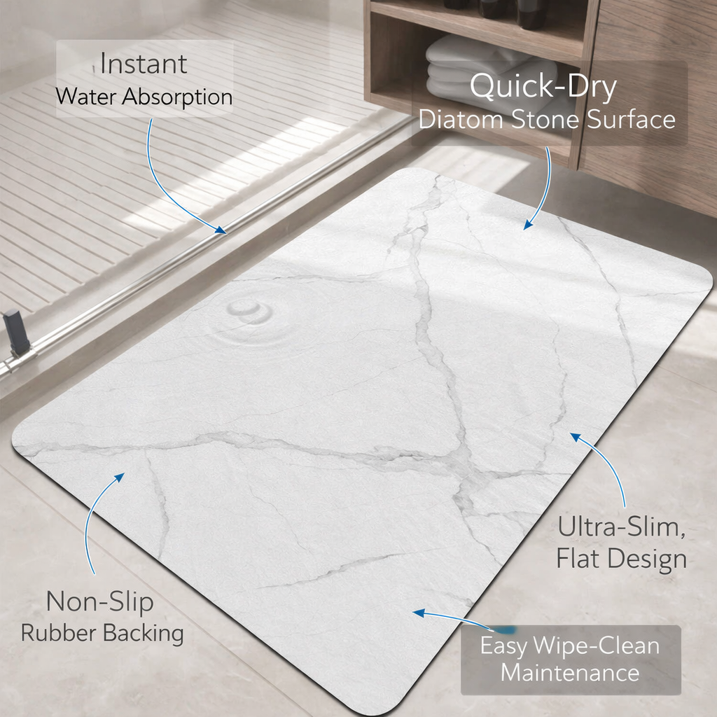 Quick Dry Bathroom Mat Diatom Stone Non-Slip Marble Rug