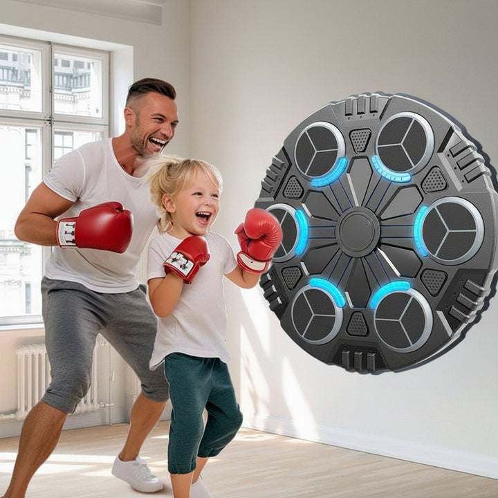 Kids Boxing Trainer Wall Target Game Lights Music Gloves