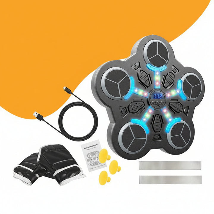 Kids Boxing Trainer Wall Target Game Lights Music Gloves