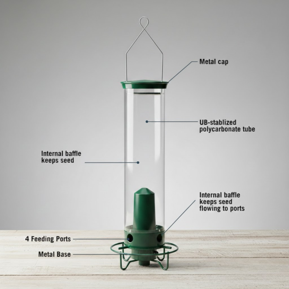 Eichhörnchensicherer Vogelfutterspender Metall Hängend Draußen Rohr