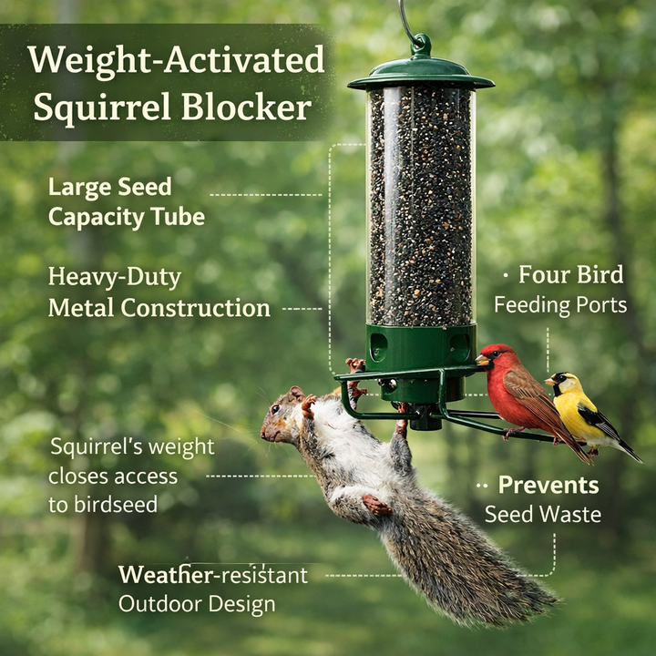 Eichhörnchensicherer Vogelfutterspender Metall Hängend Draußen Rohr