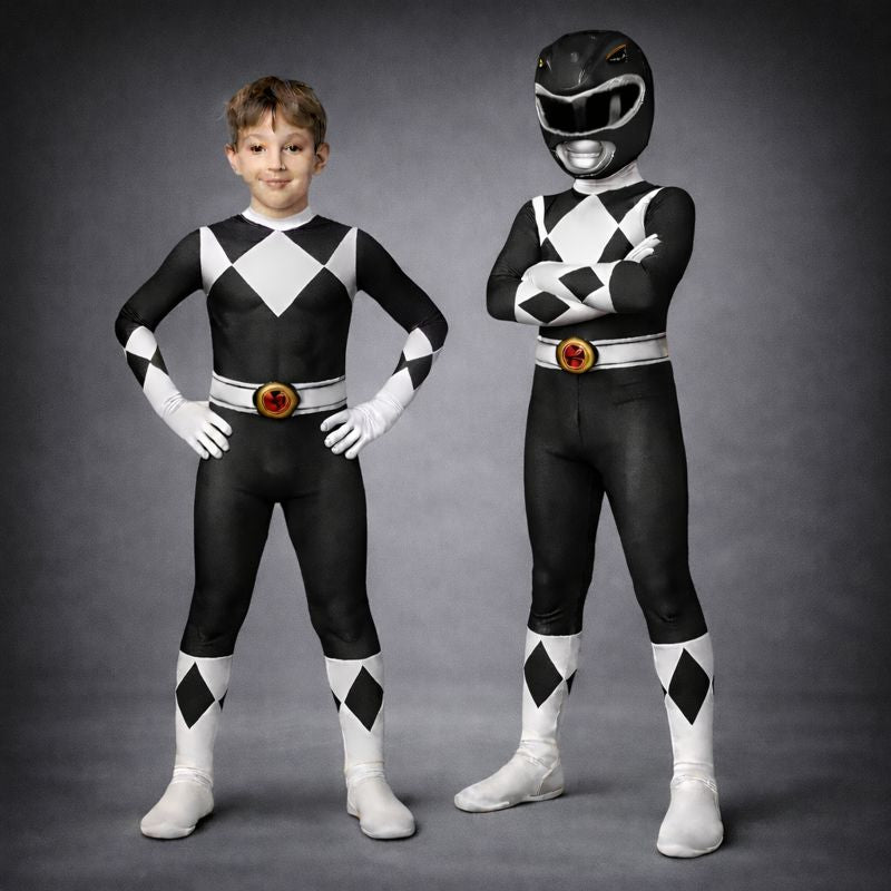 Dětský kostým superhrdiny s overalem a maskou na karnevalovou párty