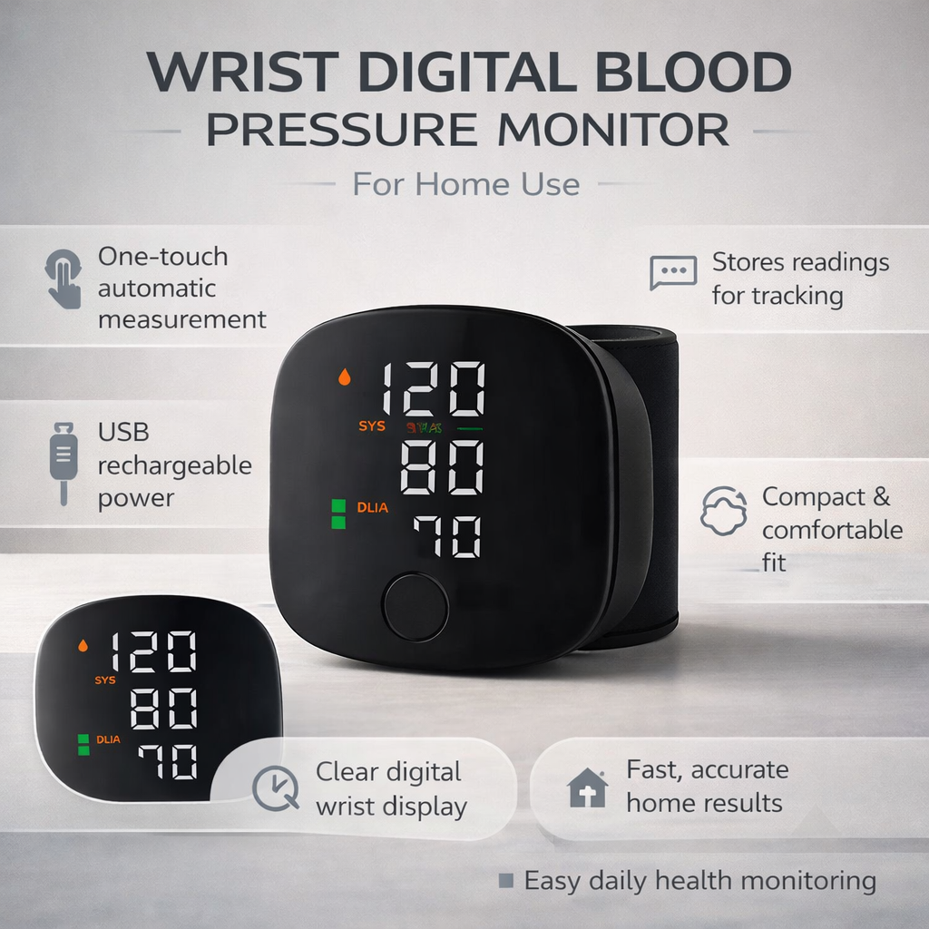 Blood Pressure Monitor Wrist Digital Automatic Home Monitor