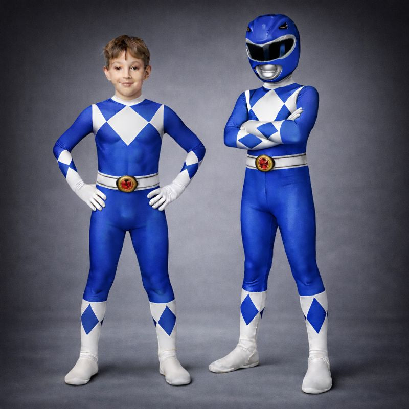 Dětský kostým superhrdiny s overalem a maskou na karnevalovou párty