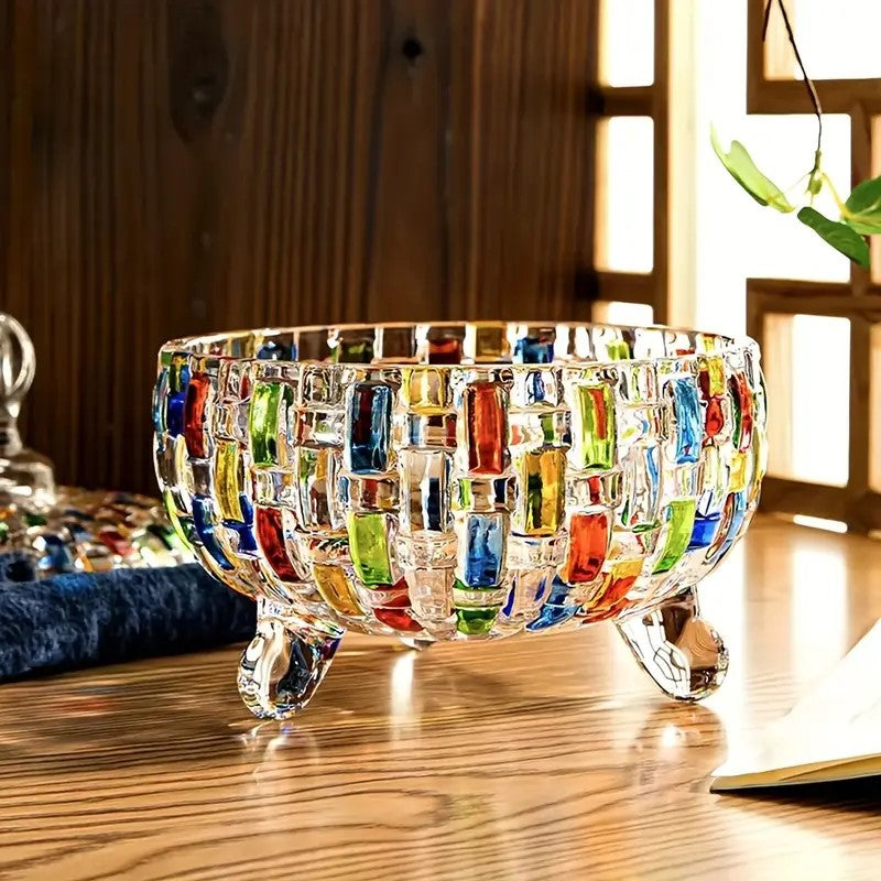 Bocal à Bonbons en Vitrail Coloré avec Couvercle Durable – Décoration Élégante pour Cuisine et Table Basse 0