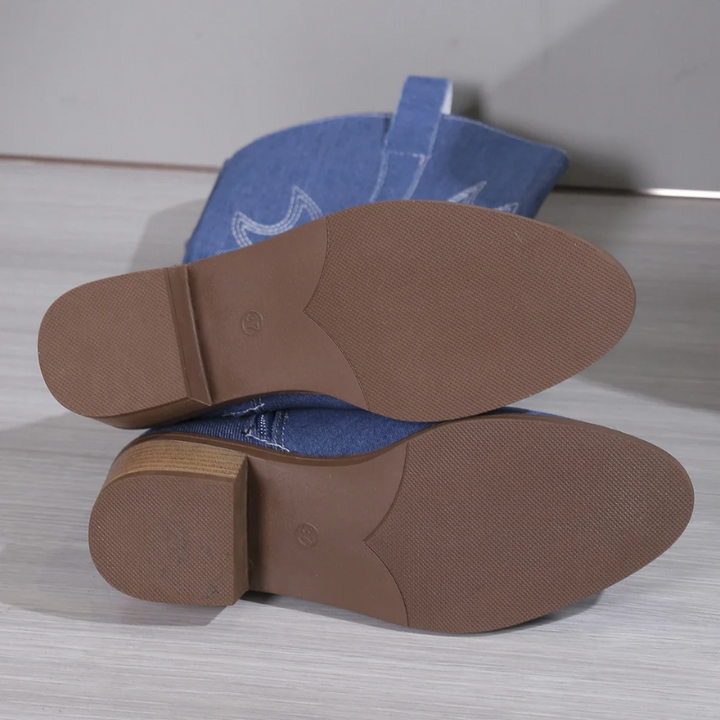 Bottes Cowboy Femme en Denim Bleu avec Broderie – Élégantes et Confortables pour Toutes Occasions 2