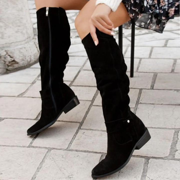 Bottes Hiver Femme Élégantes en Cuir Noir – Confort et Style pour Automne et Hiver 3