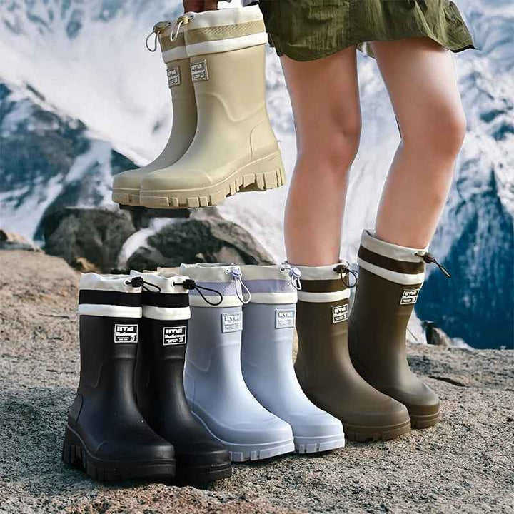 Bottes de Pluie Femme Imperméables en Caoutchouc avec Semelle Antidérapante et Cordon de Serrage Réglable - Confort Optimal 1