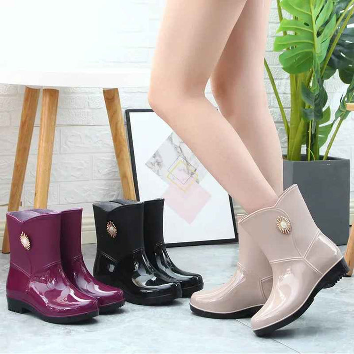 Bottes de Pluie Femme Imperméables en PVC avec Doublure en Polaire et Semelle Antidérapante - Confort Optimal et Protection 1