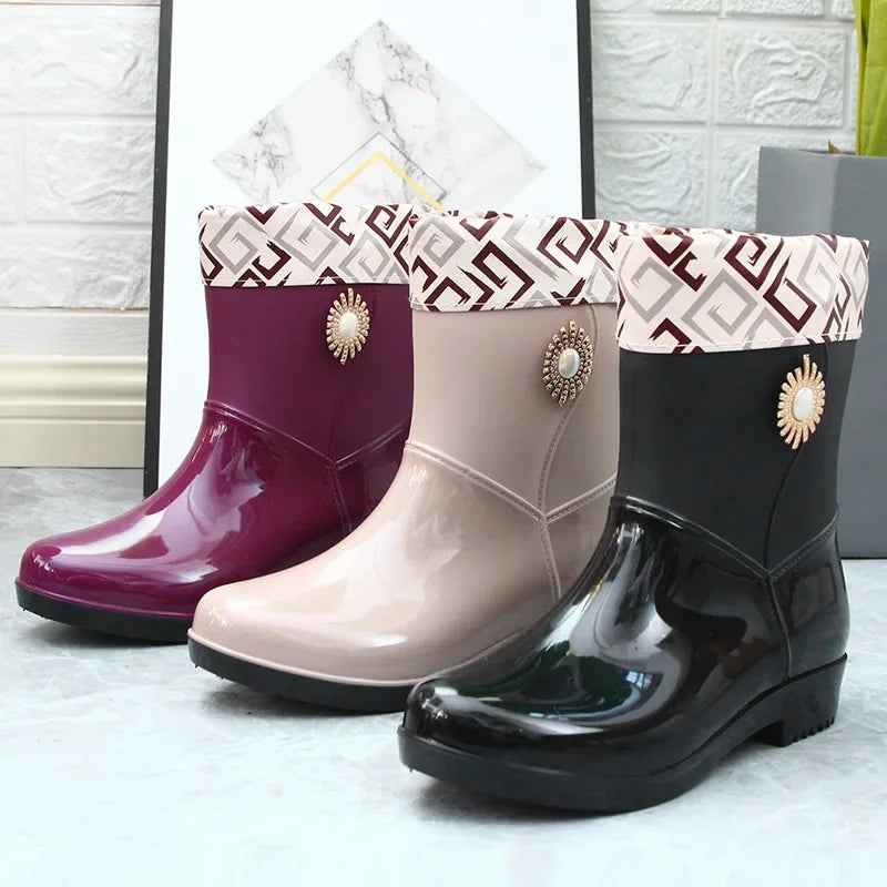 Bottes de Pluie Femme Imperméables en PVC avec Doublure en Polaire et Semelle Antidérapante - Confort Optimal et Protection 2
